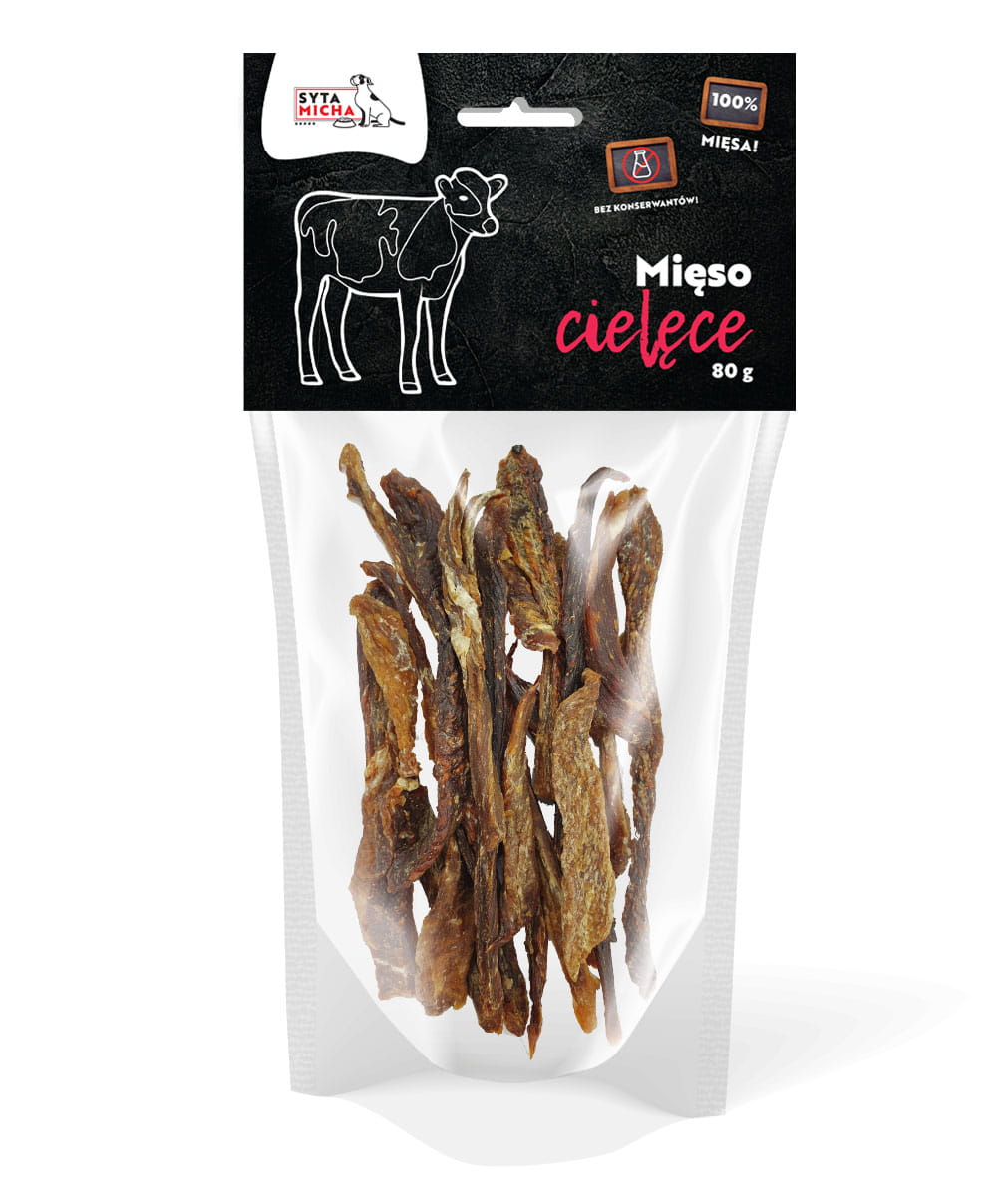 Suszone mięso cielęce dla psa 80g