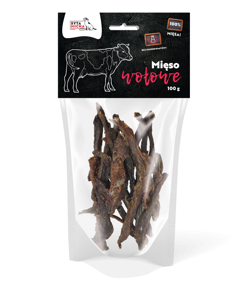 Suszone mięso wołowe dla psa 100g