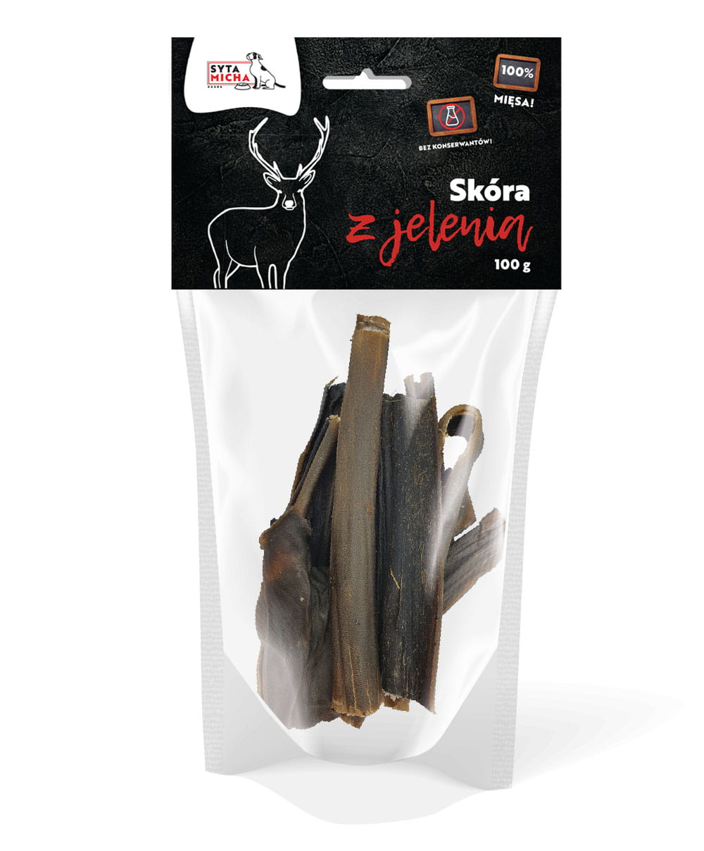 Syta Micha Suszona skóra z jelenia dla psa 100g