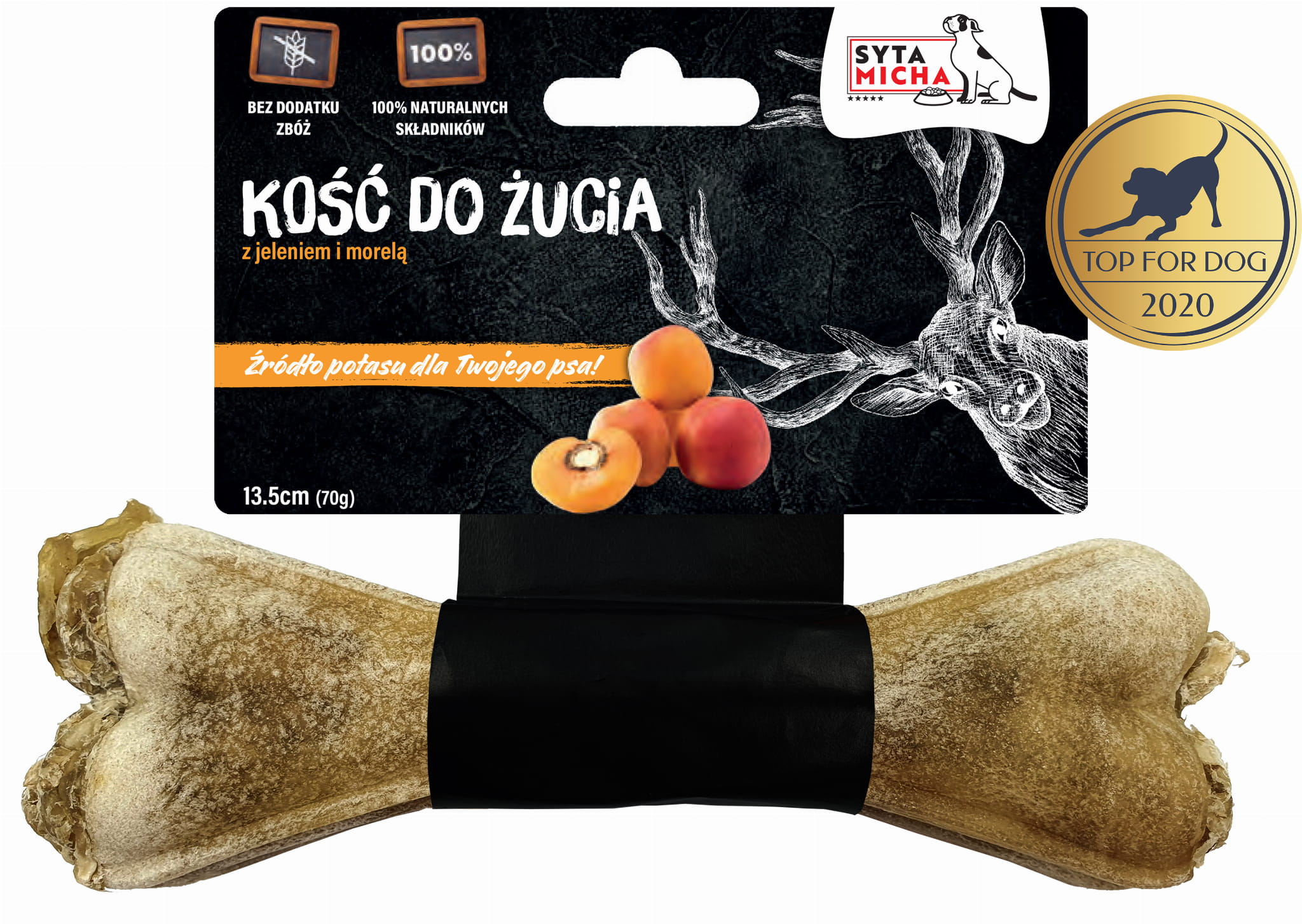 Rágójáték kutyáknak szarvassal és sárgabarackkal 13,5 cm