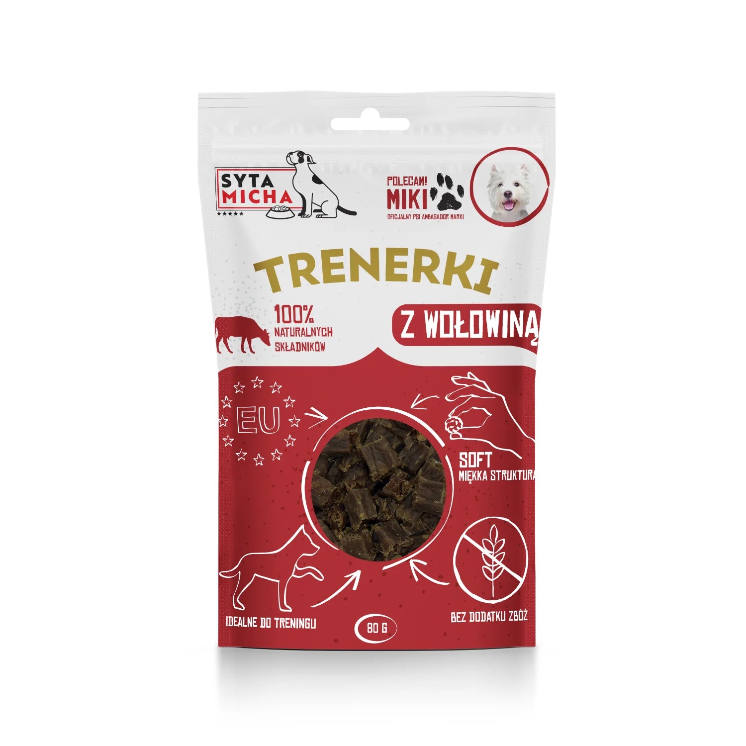Trenerki z wołowiną dla psa 80g