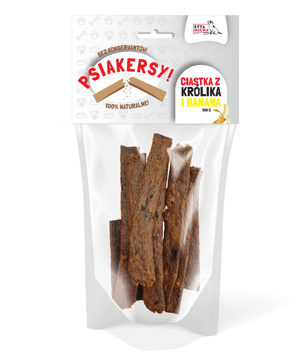 Psiakersy Królik z bananem 100g