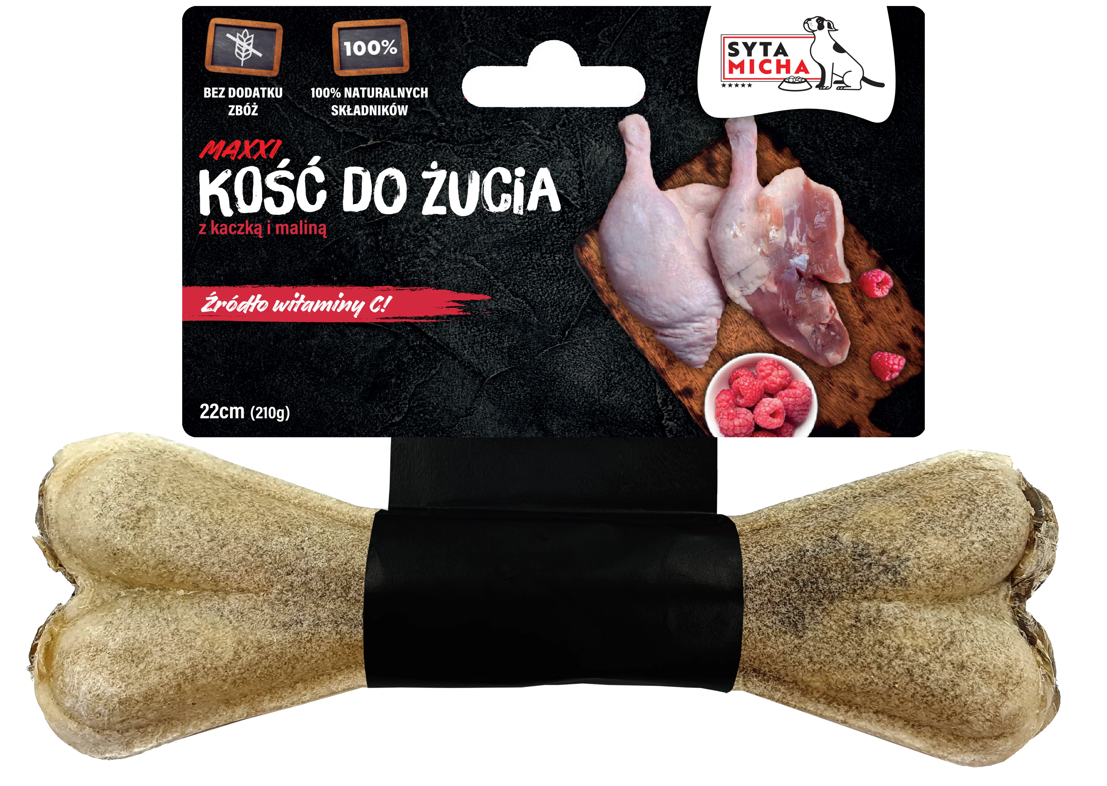 Rágójáték kutyáknak kacsával és málnával 22 cm MAXXI