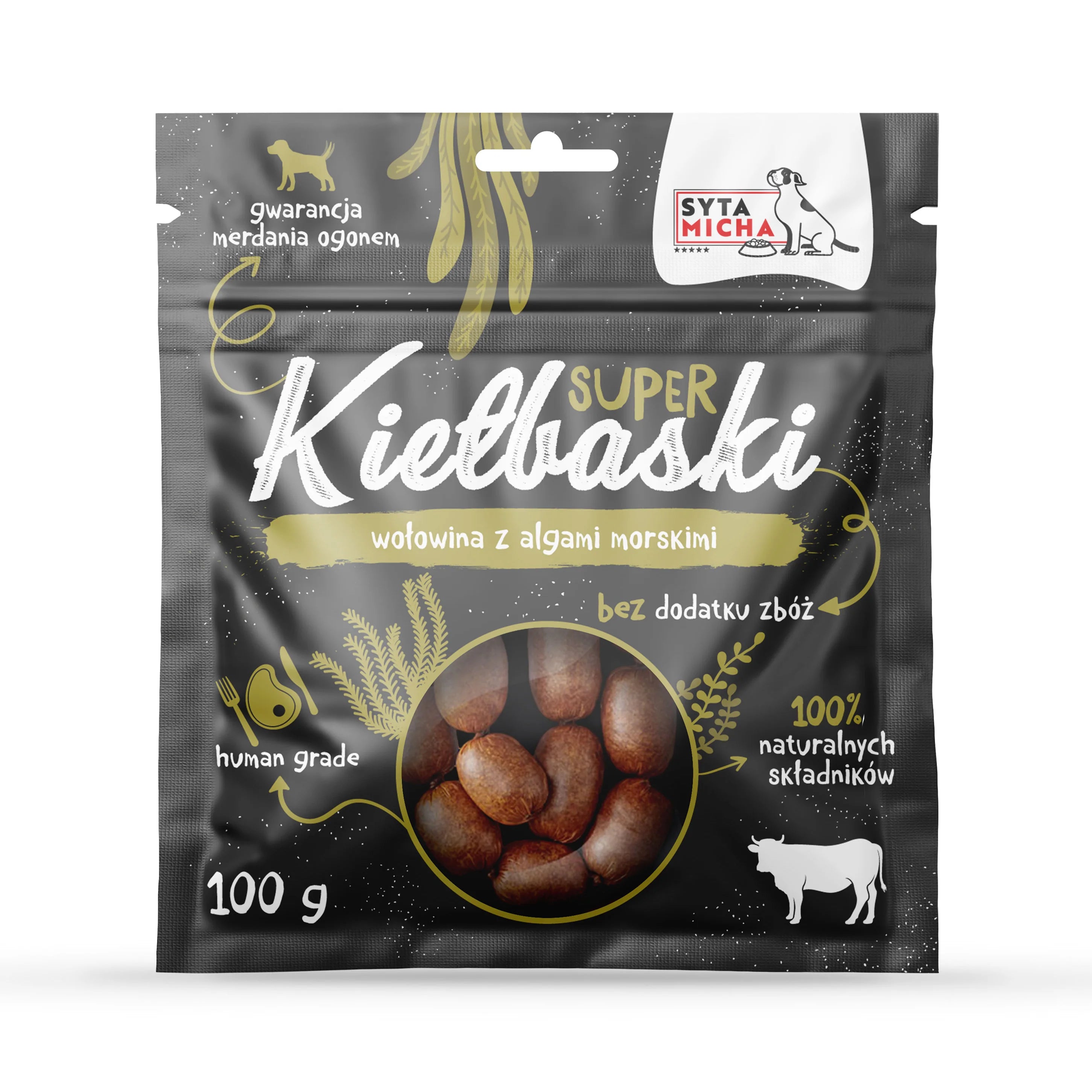 Szuper kolbászok kutyáknak marhahússal és tengeri algákkal 100g