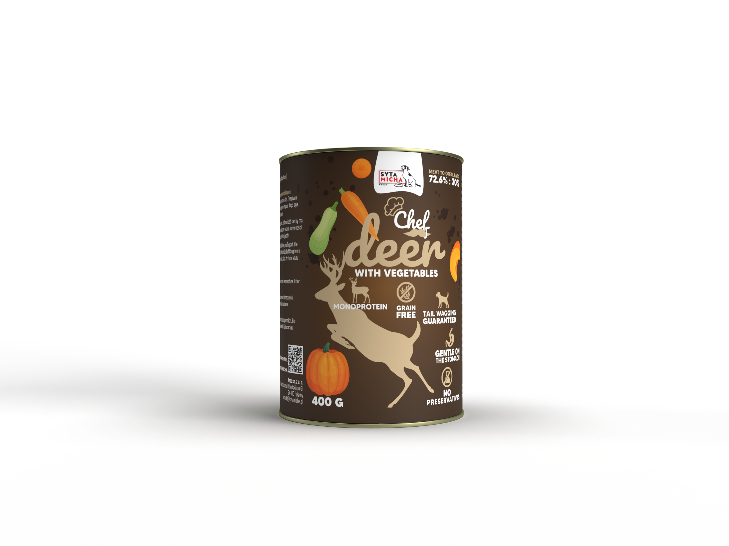 natvoer voor honden Hert met groenten 400g