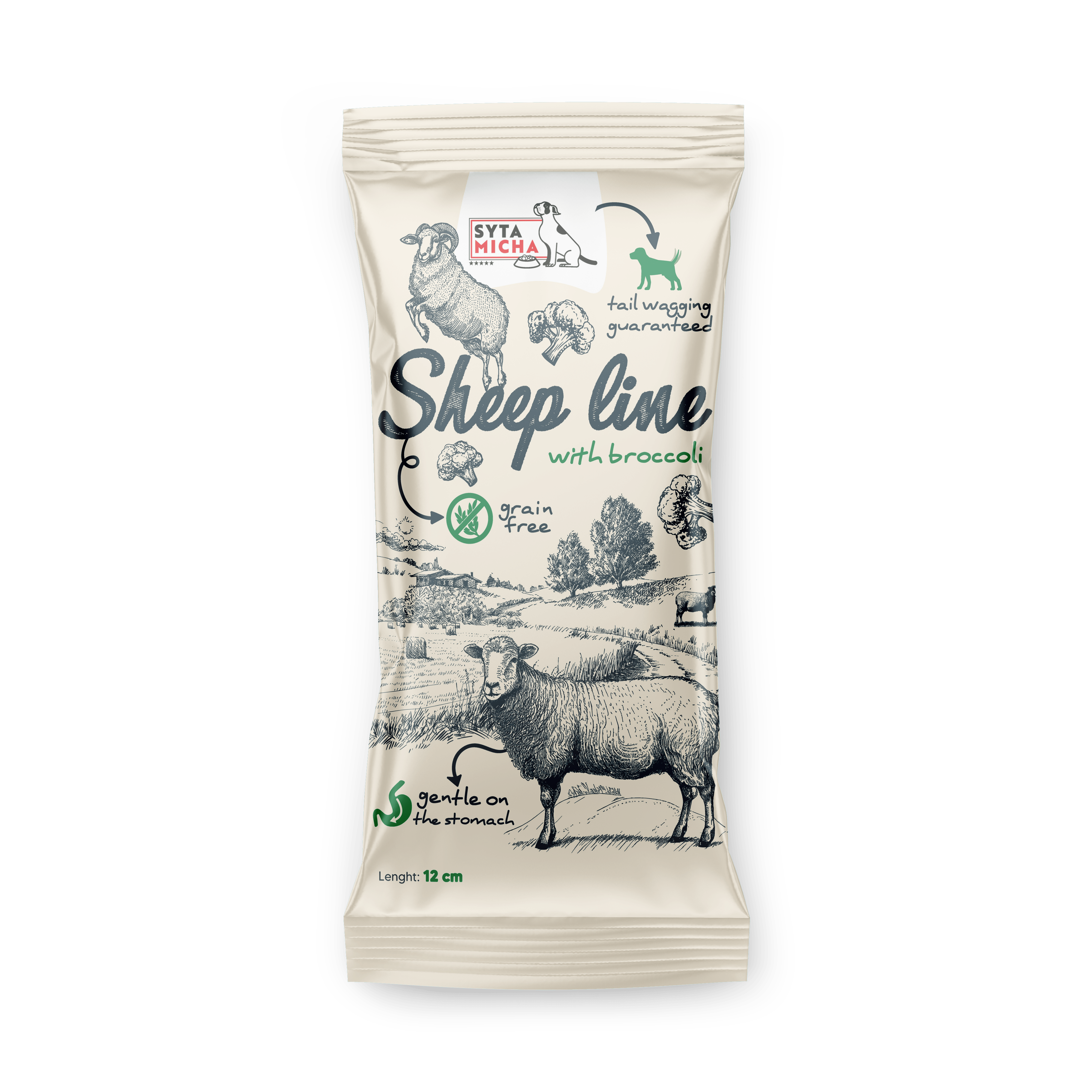 Syta Micha Sheep Line Kauwbot Schaap met broccoli 12cm