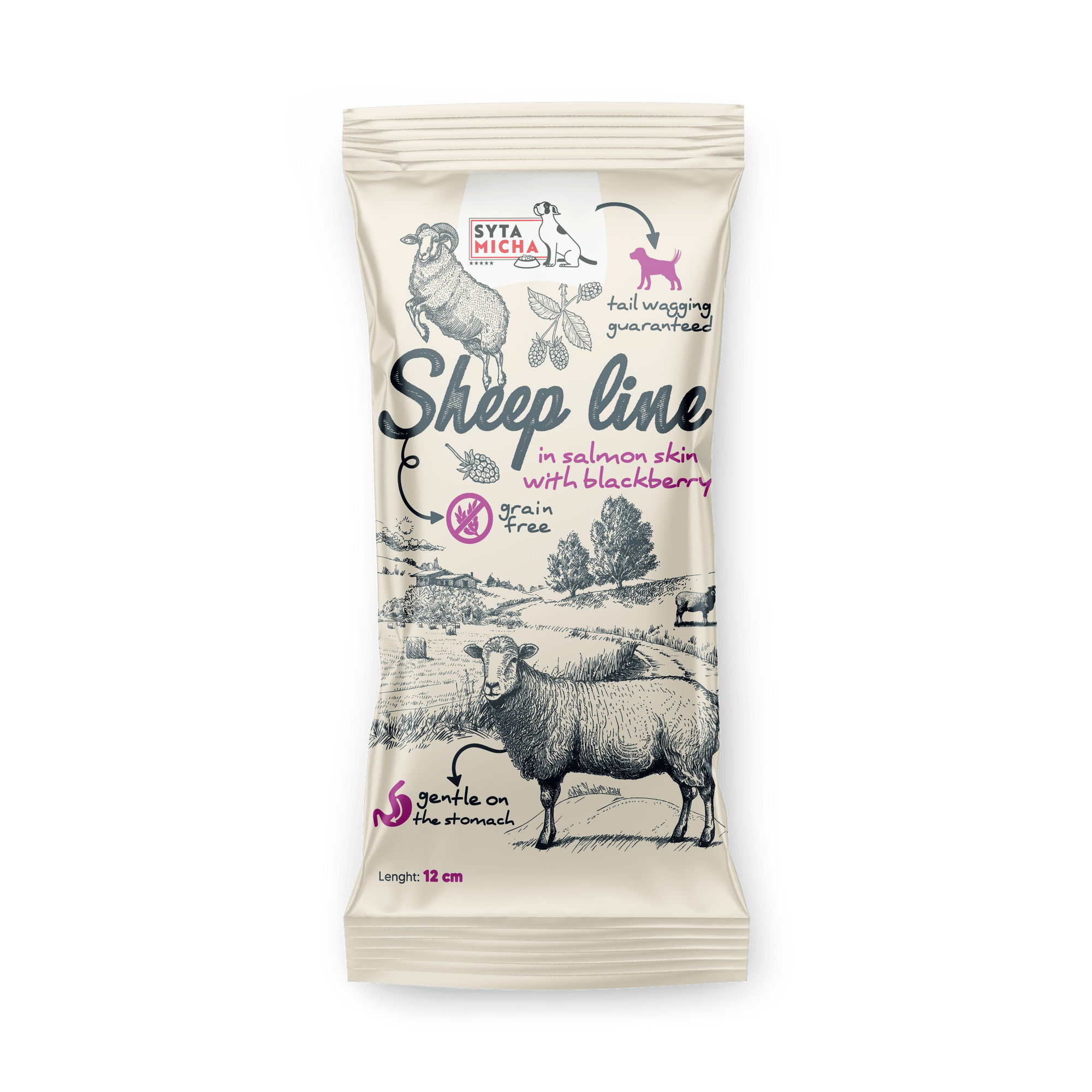 Syta Micha Sheep Line Kauwbot Schaap in zalmvel met braam 12cm