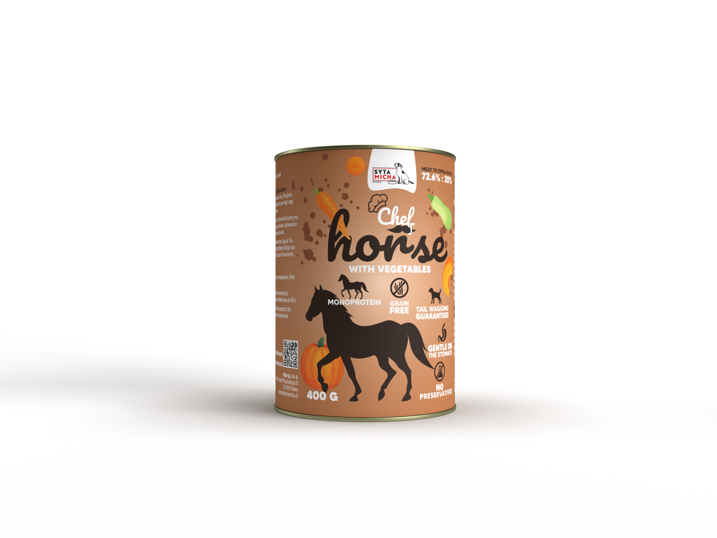 Mokra voeding voor honden Paard met groenten 400g