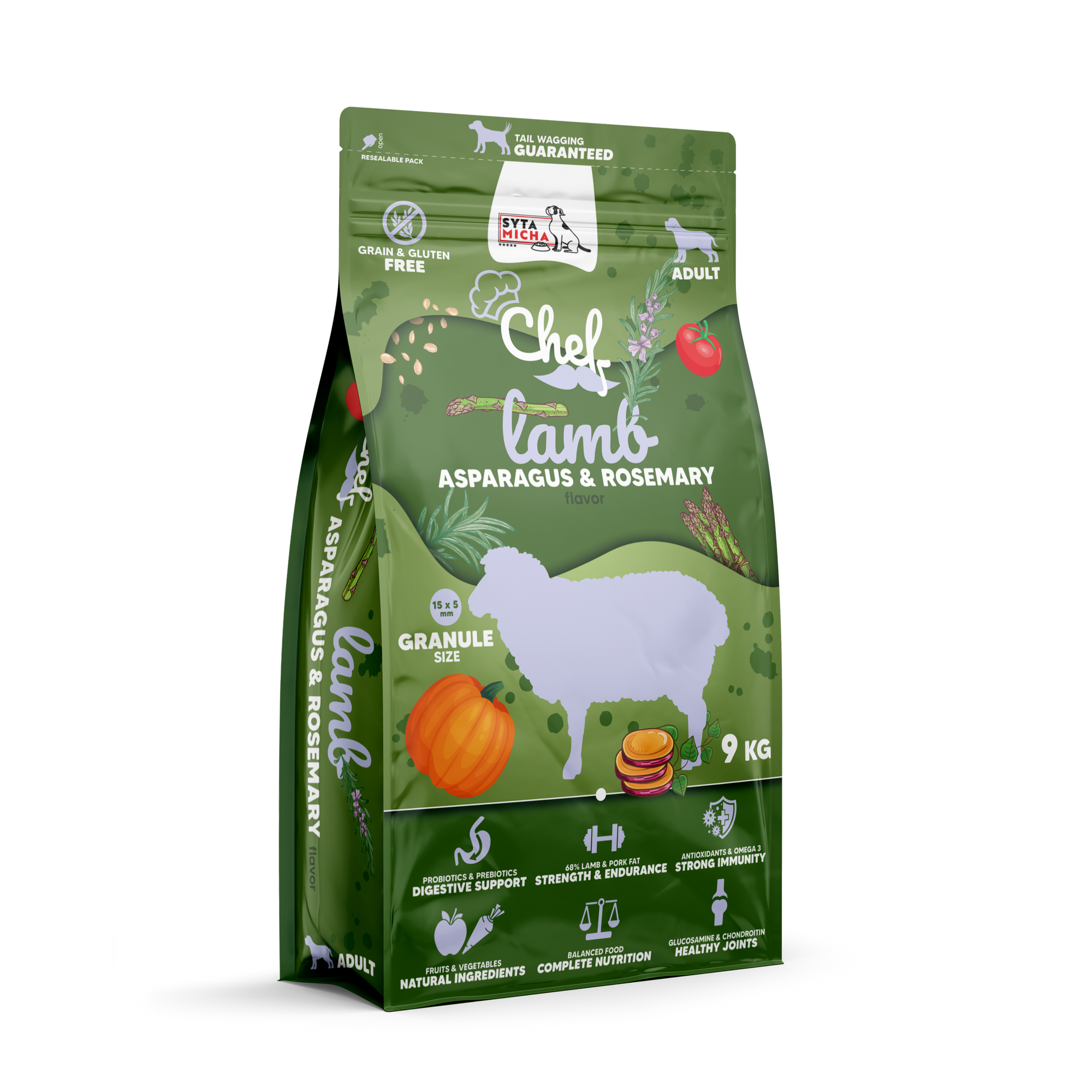 Nourriture sèche pour chien Agneau, asperges et romarin 9kg