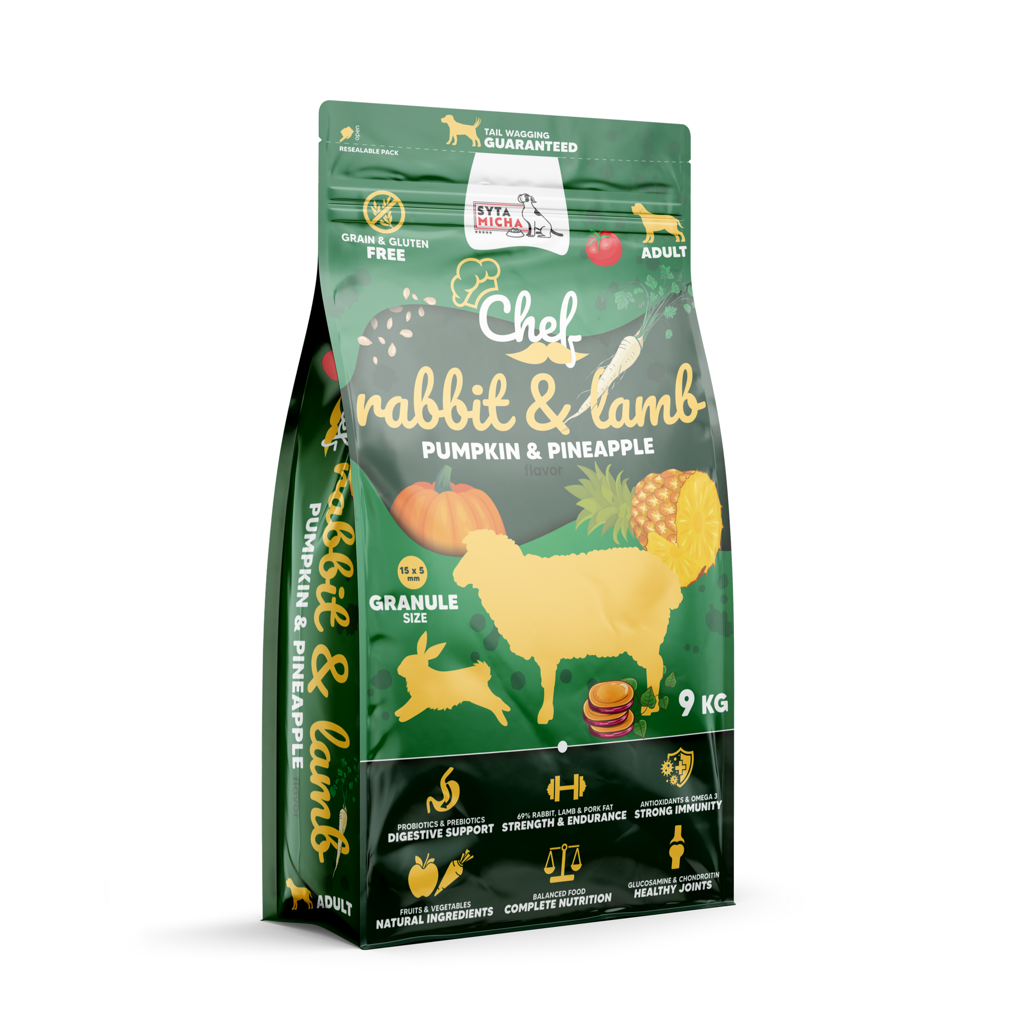 Száraz kutyatáp Nyúl és bárány, tök és ananász 9kg