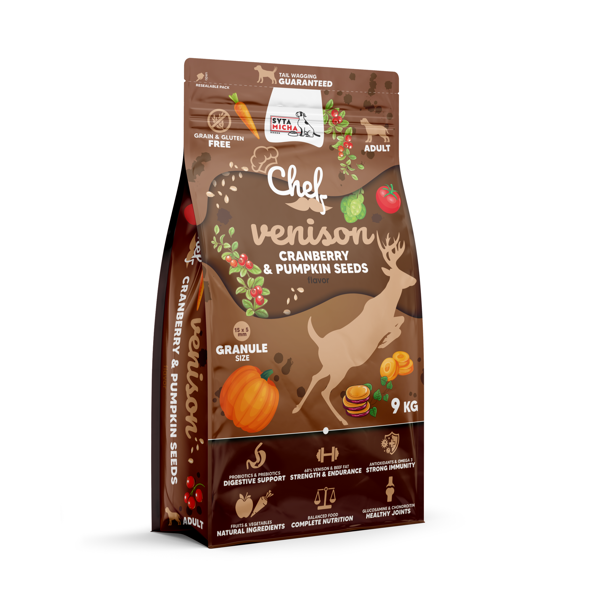 Nourriture sèche pour chien Gibier, canneberge et graines de courge 9kg