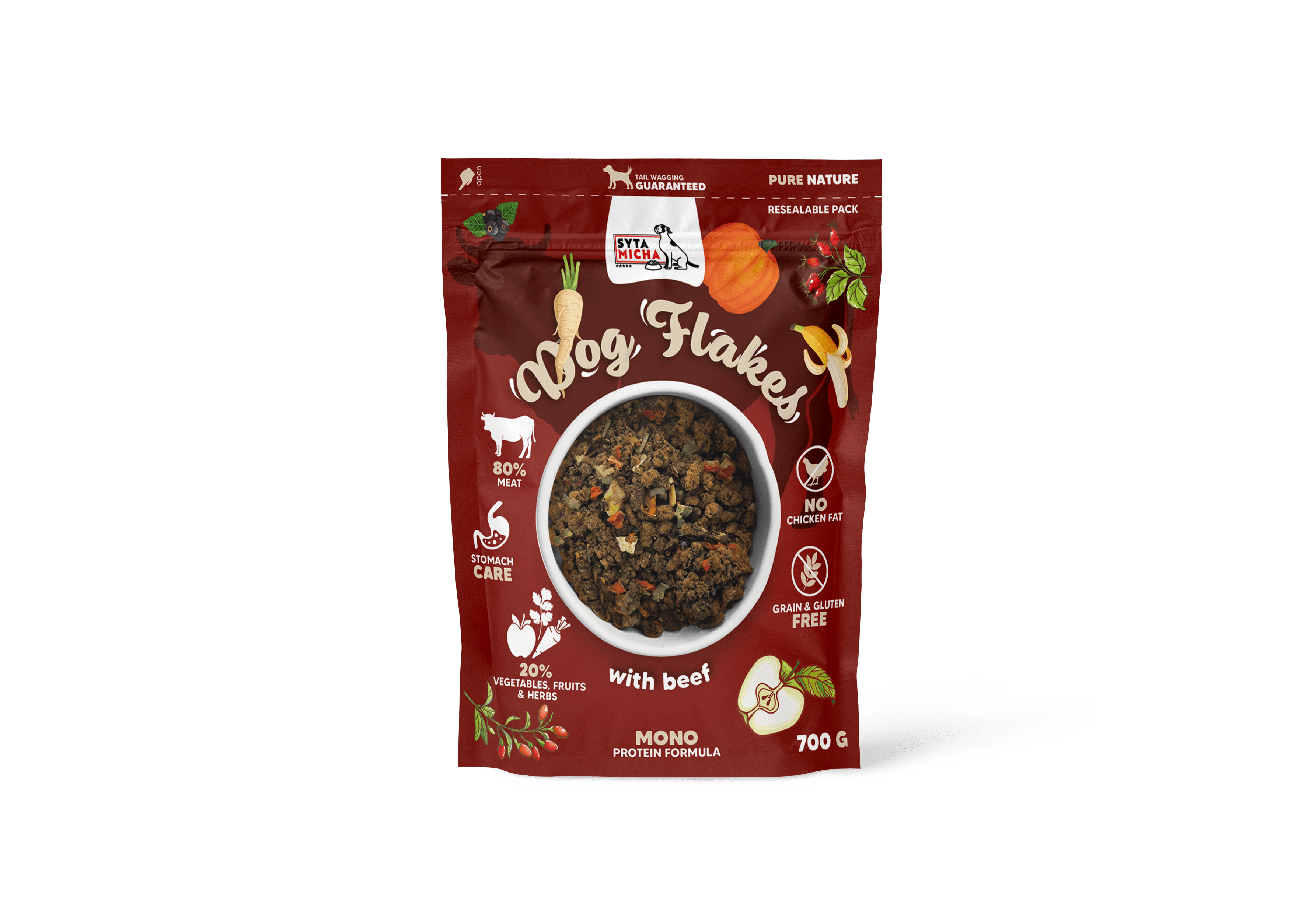 Syta Micha Dog flakes nourriture sèche pour chien Bœuf 700g