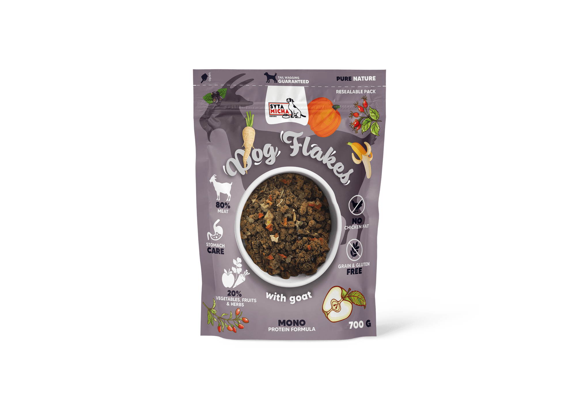 Syta Micha Dog flakes nourriture sèche pour chien Chèvre  700g