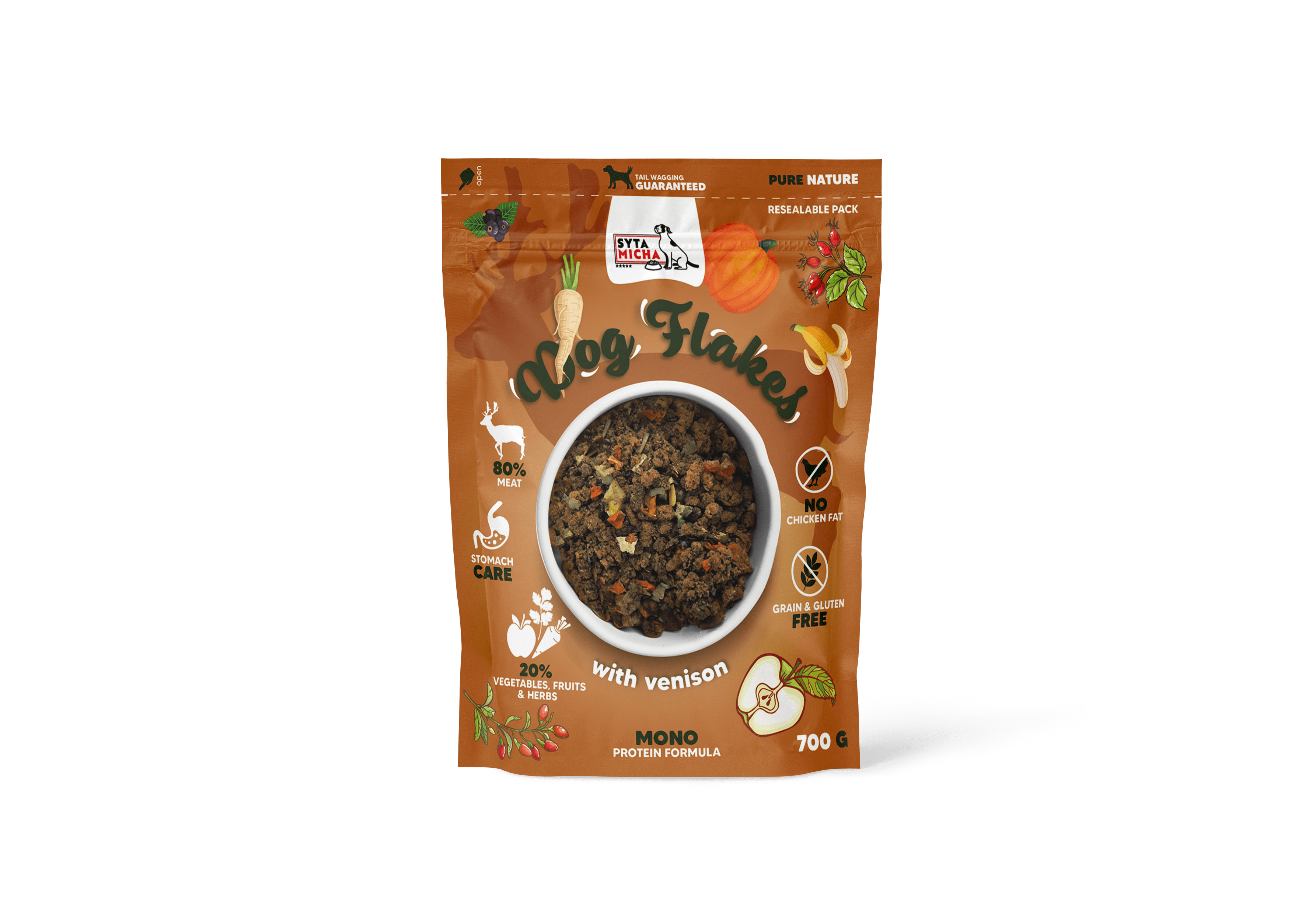 Syta Micha Dog flakes nourriture sèche pour chien Gibier 700g