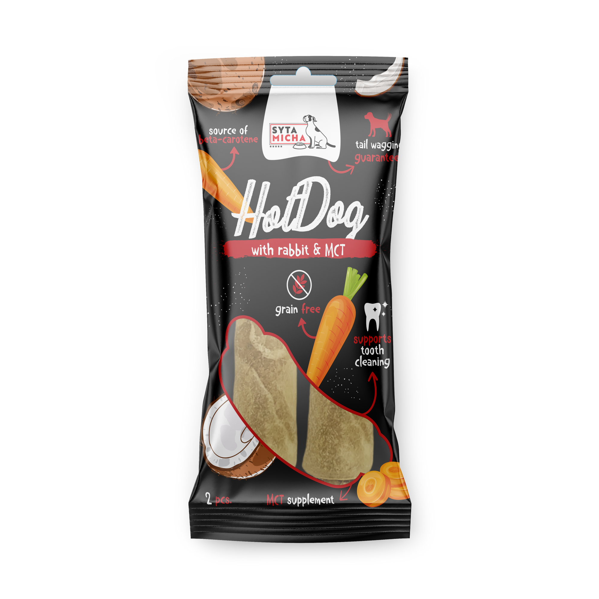 Rágcsálható hot dog kutyáknak - nyúl MCT-vel 2 db.