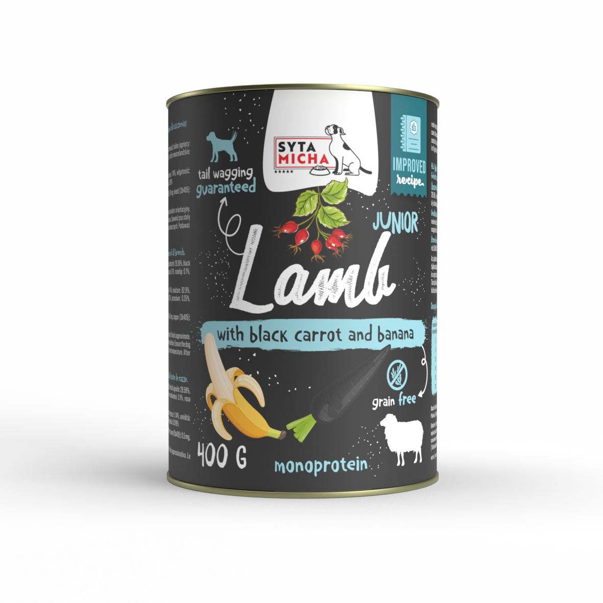 natvoer voor puppy's lamsvlees met zwarte wortel en banaan 400g