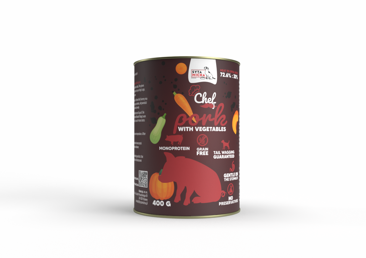 Nedves kutyaeledel Sertéshús zöldségekkel 400 g