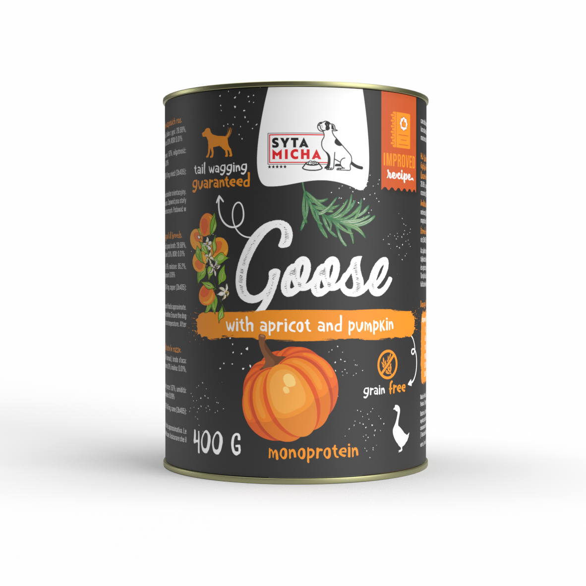 Nedves kutyaeledel libával, sárgabarackkal és sütőtökkel 400 g