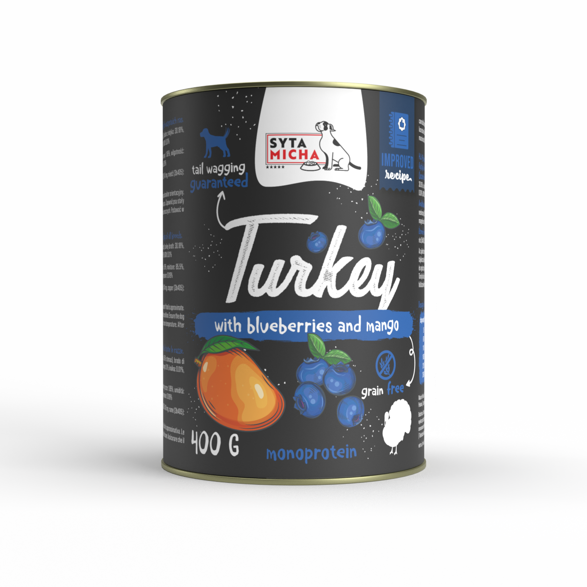 Nedves kutyaeledel Pulyka bogyós gyümölcsökkel és mangóval 400 g