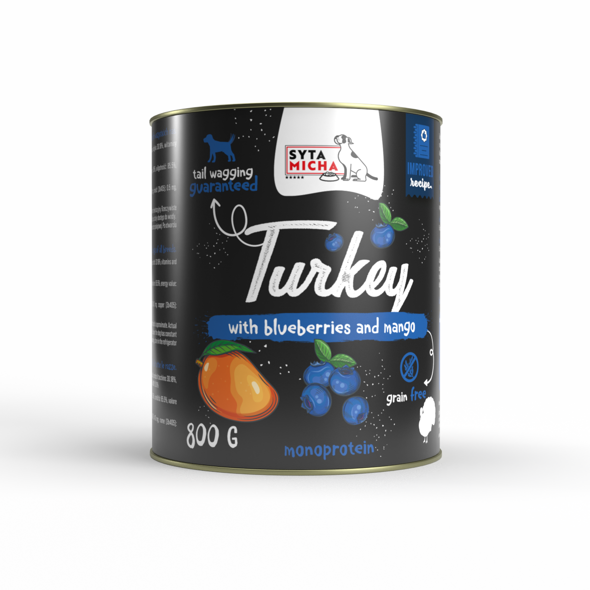 Wet food dog turkey with blueberries and mango 800g