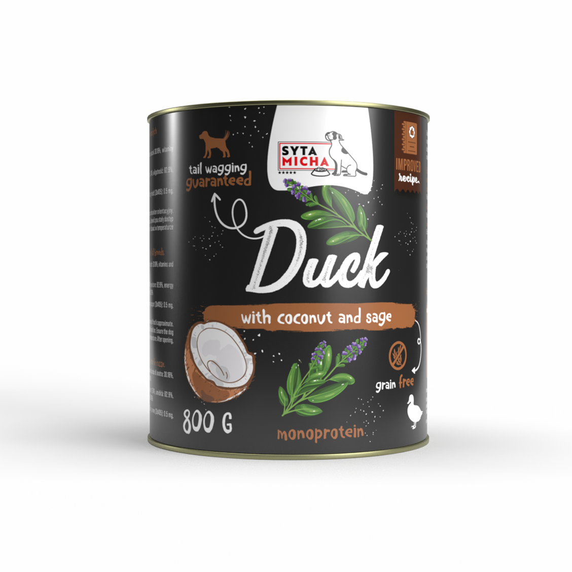 Nedves kutyaeledel kacsa kókusz és zsálya 800g