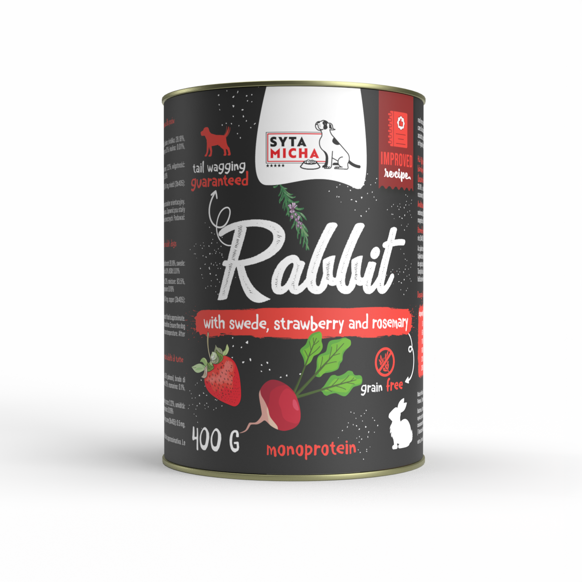 natvoer voor hond konijn met koolraap, aardbei en rozemarijn 400g