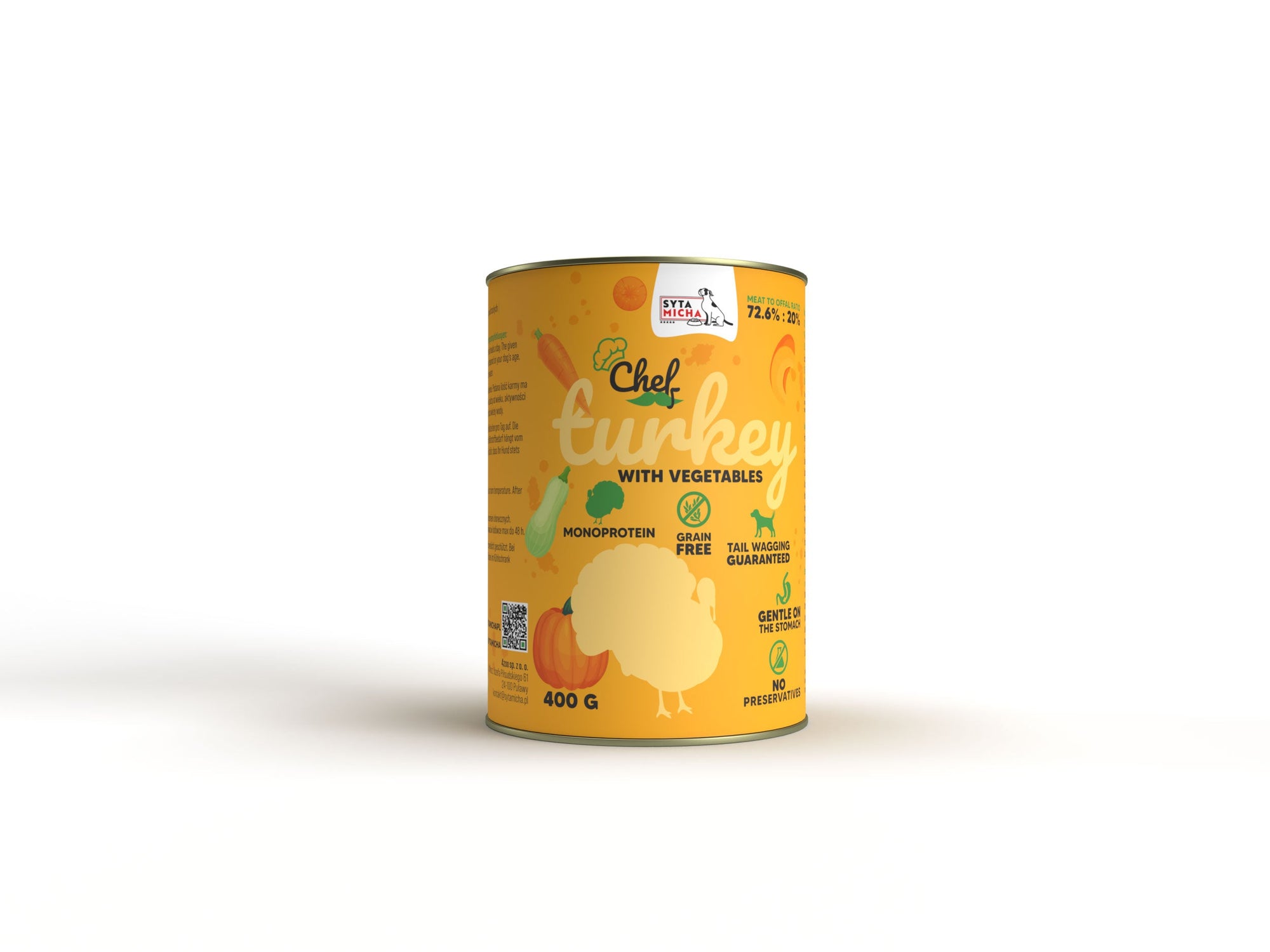 natvoer voor honden Kalkoen met groenten 400g