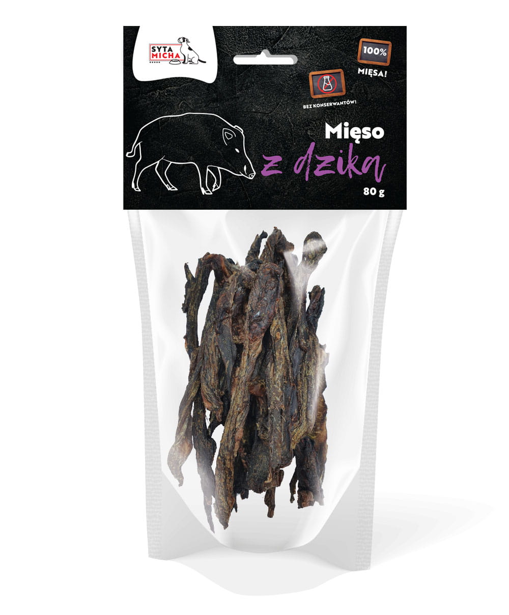 Szárított vaddisznóhús kutyáknak 80g