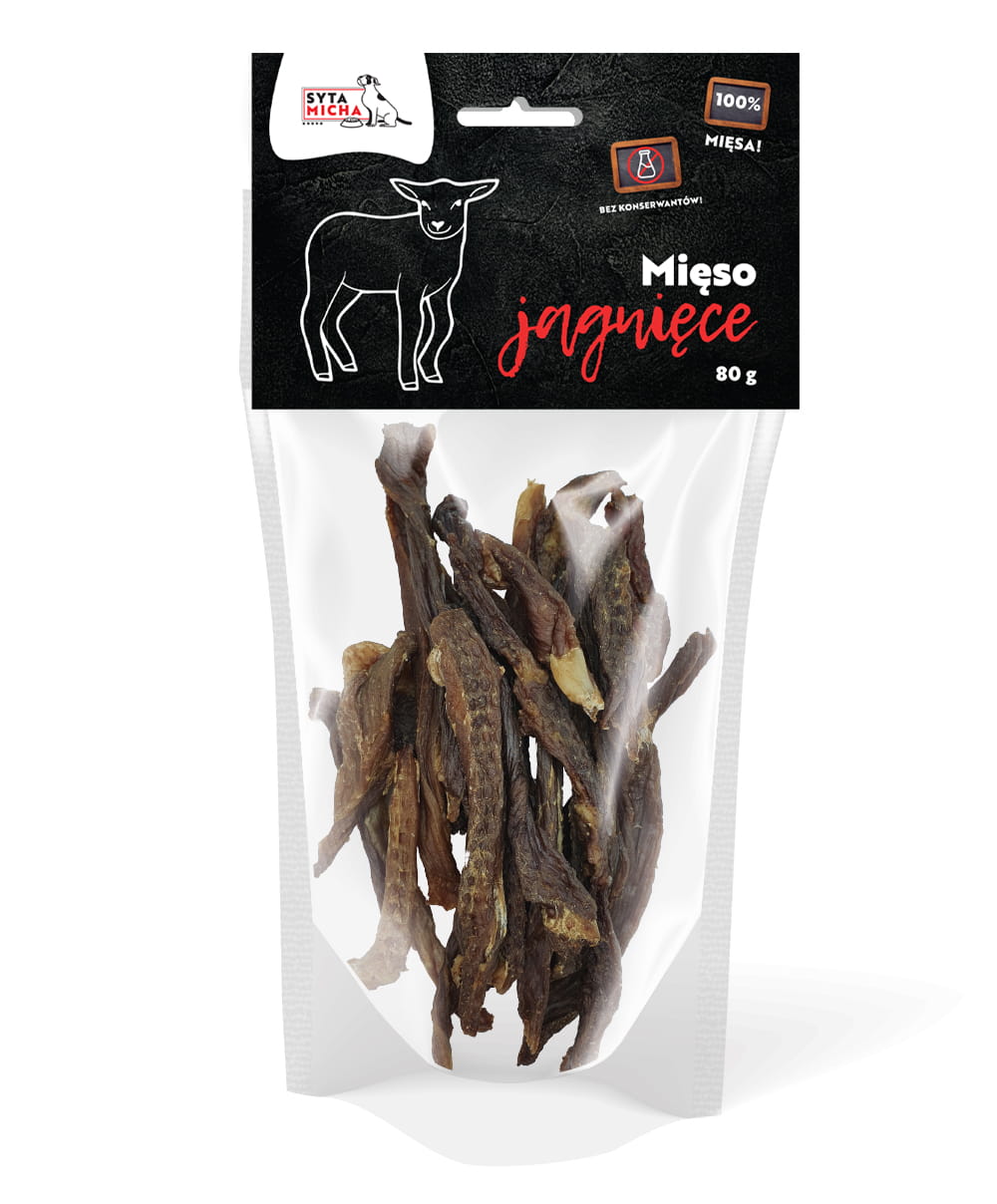 Suszone mięso jagnięce dla psa 80g