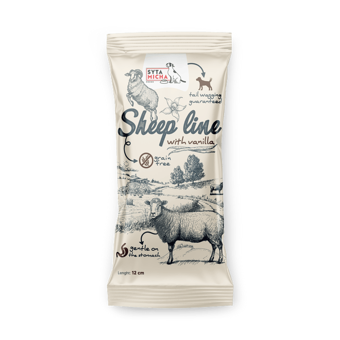 Syta Micha Sheep Line Kauwbot voor puppy's Schaap met vanille 12cm