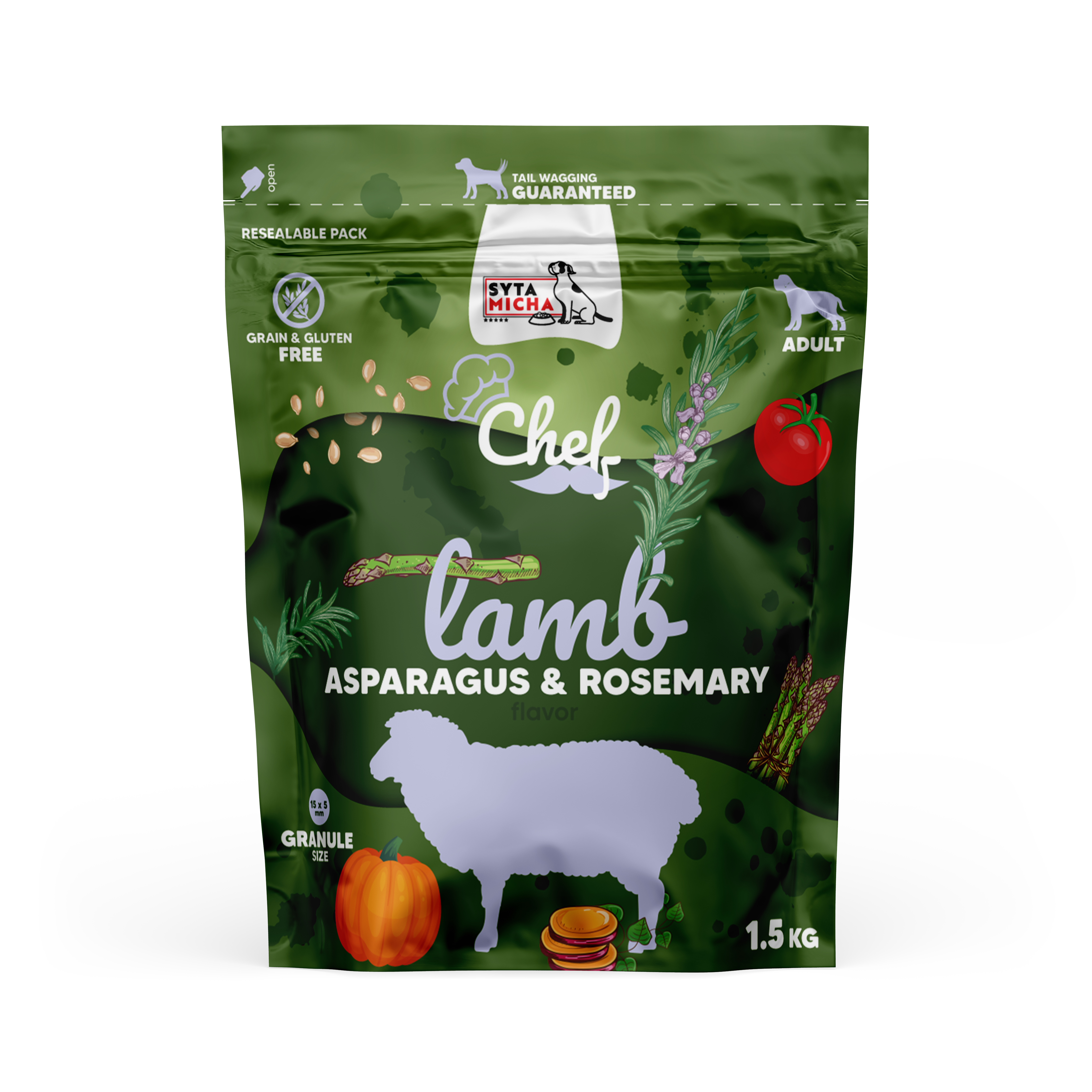 Száraz kutyatáp bárányhússal, spárgával és rozmaringgal 1.5kg