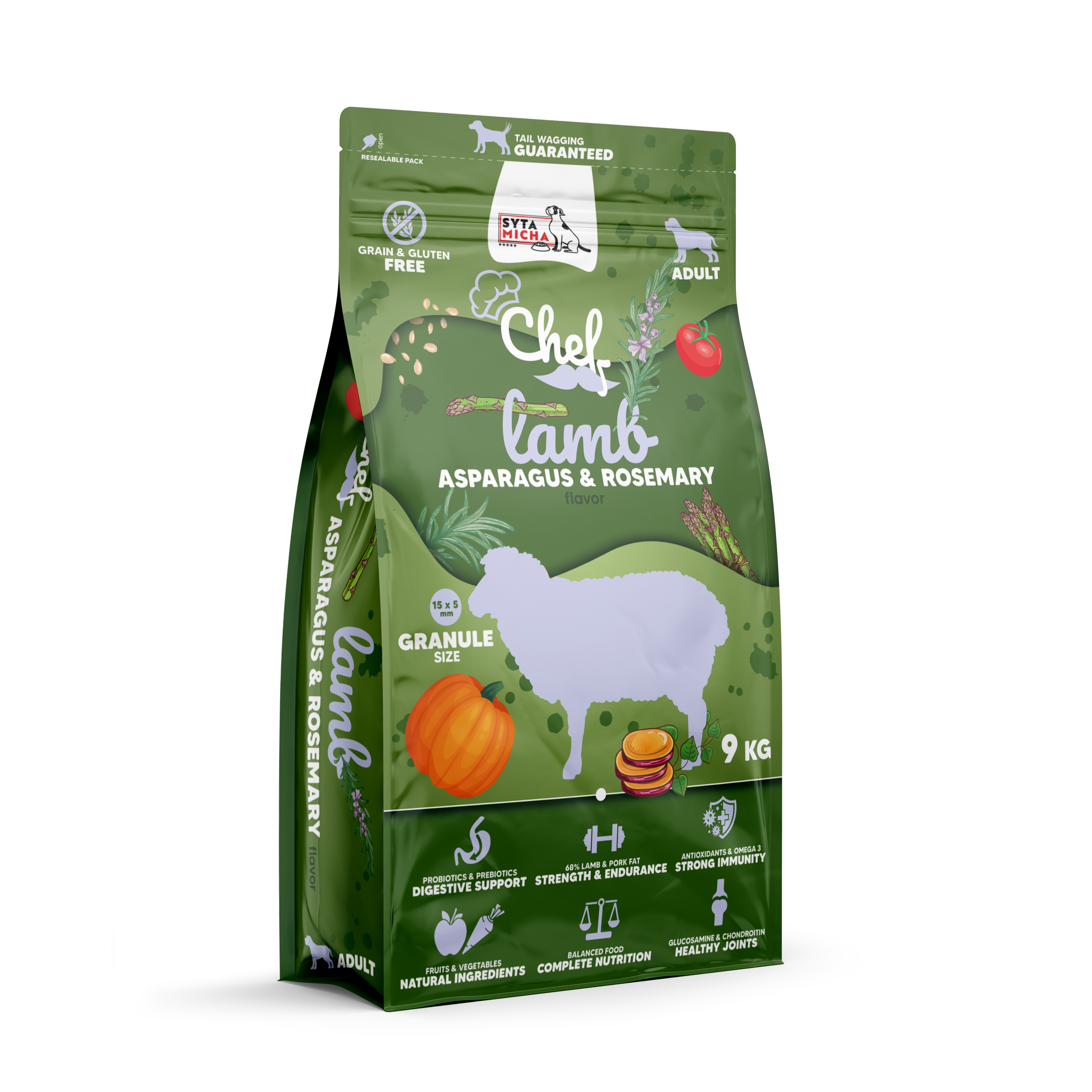 Nourriture sèche pour chien Agneau, asperges et romarin 9kg