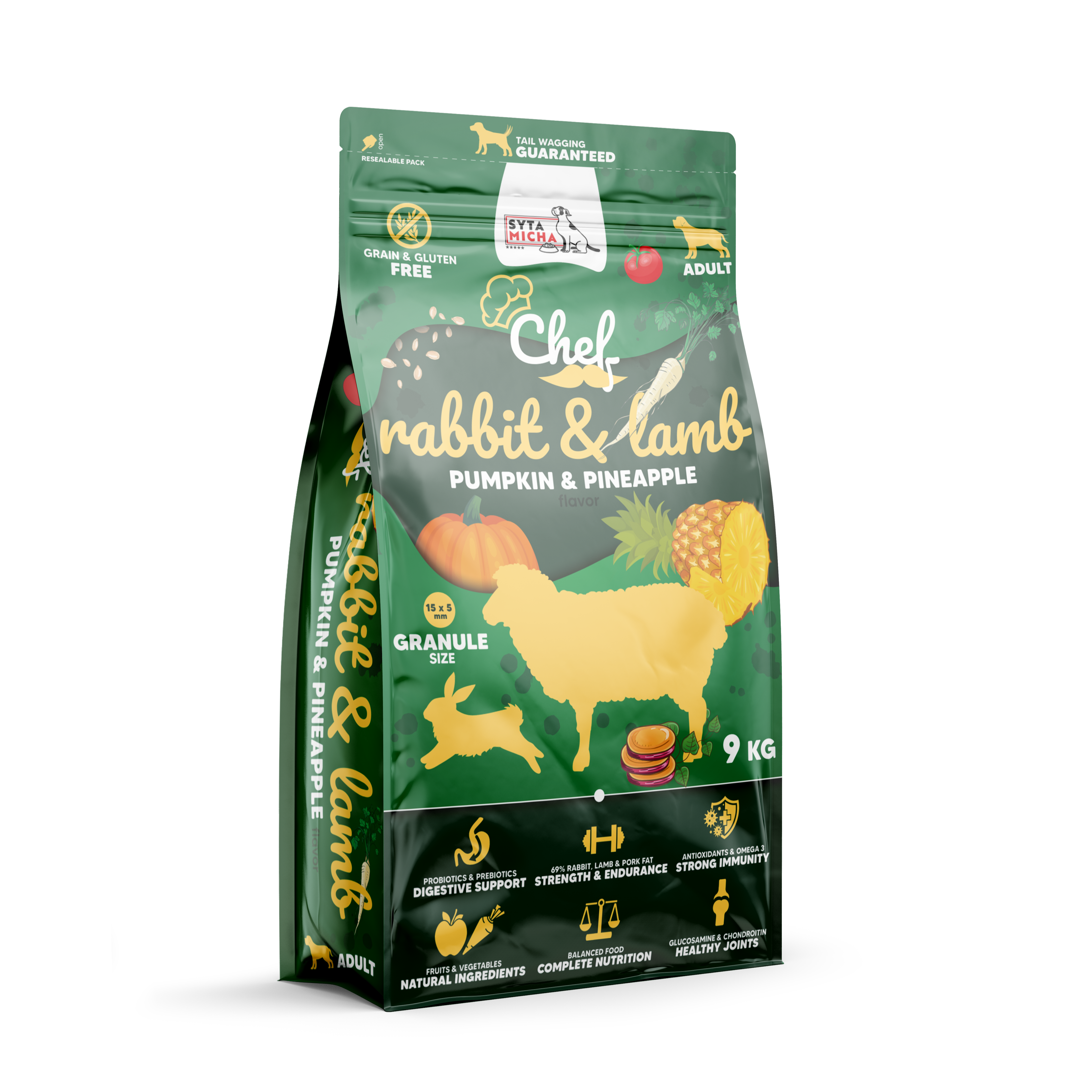 Száraz kutyatáp Nyúl és bárány, tök és ananász 9kg