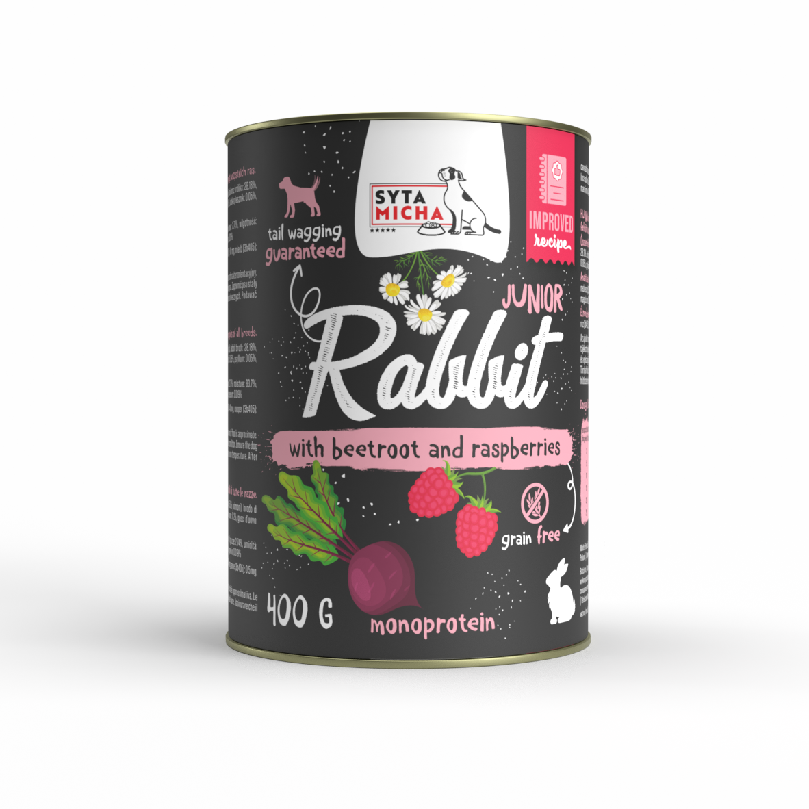 Wet food for puppies rabbit with beetroot and raspberries 400g