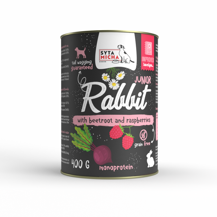 natvoer voor puppy's konijn met biet en frambozen 400g