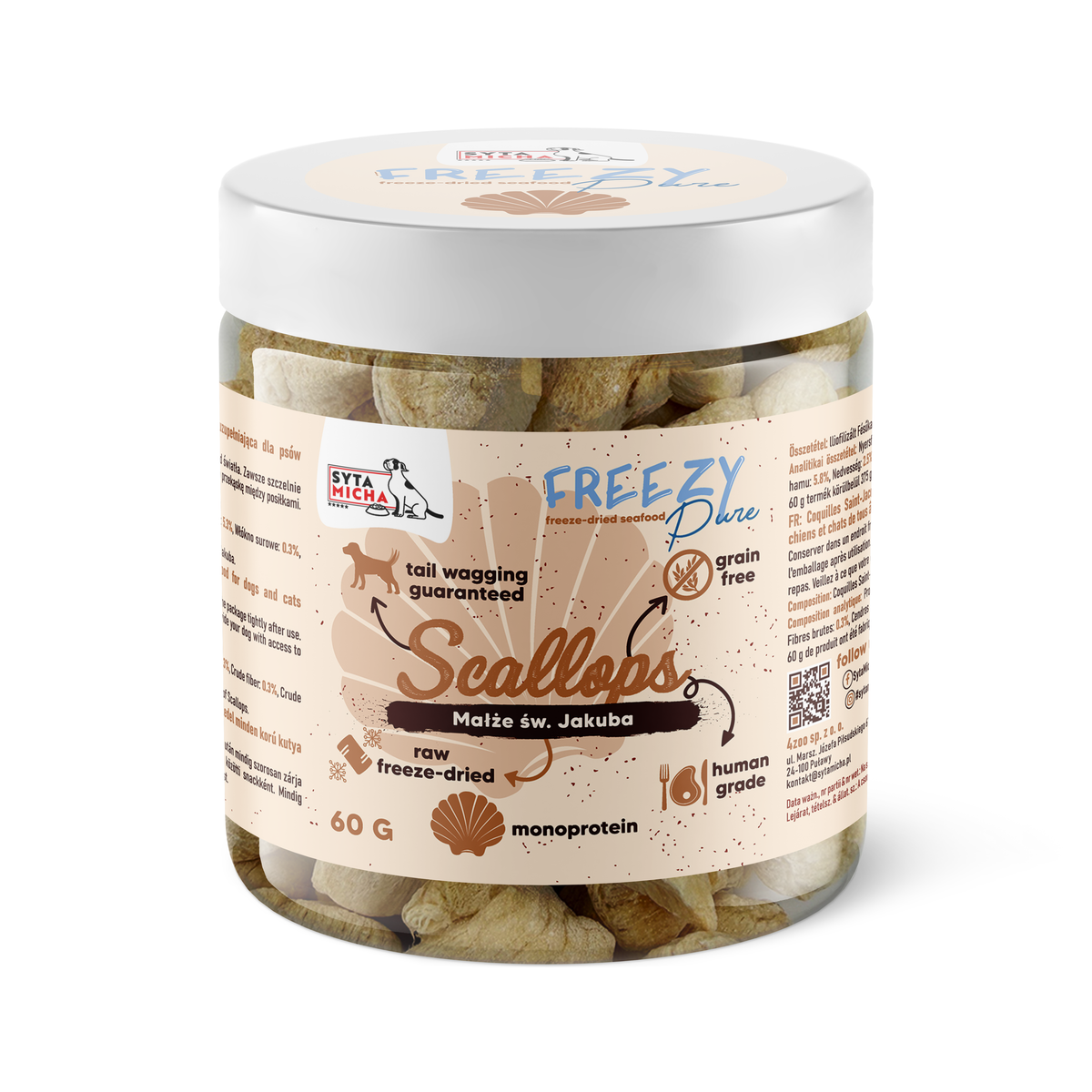 100% liofilizowane małże Św. Jakuba 60g FREEZY Pure