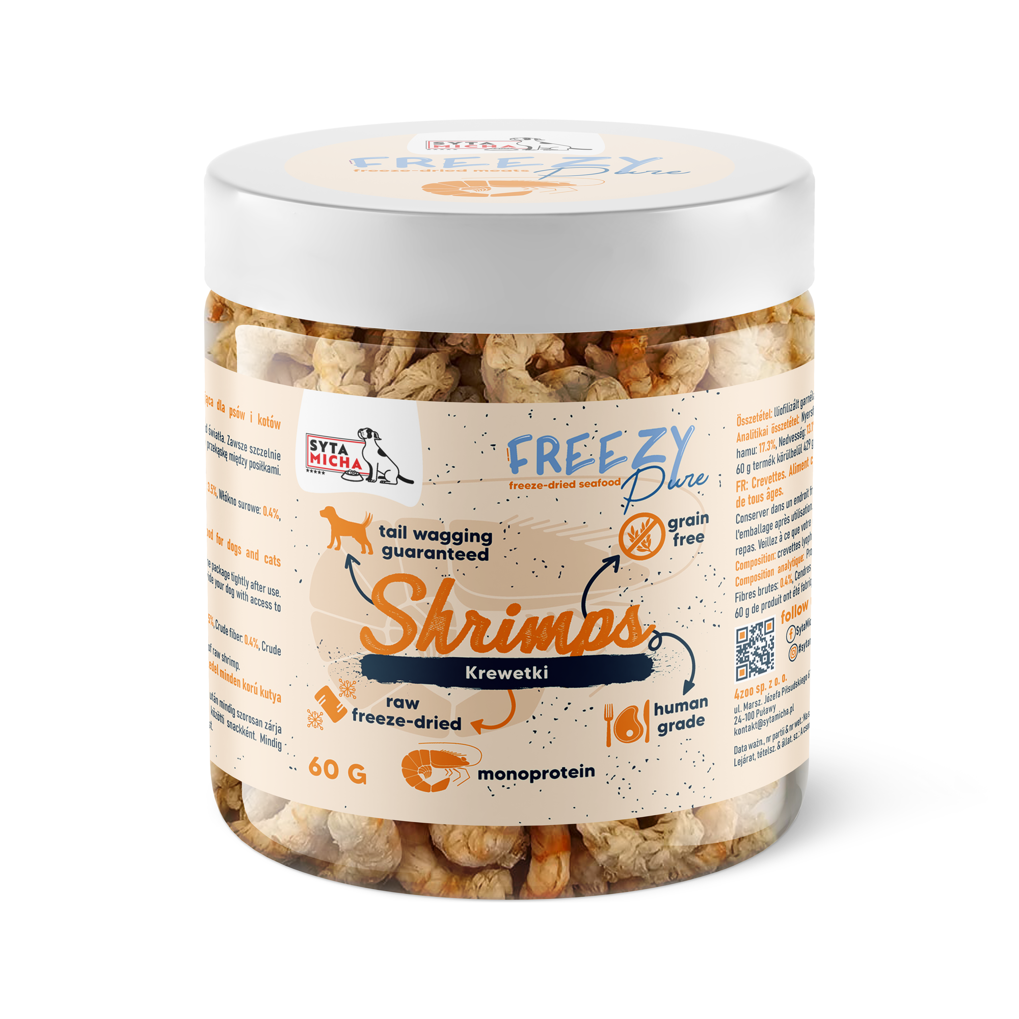 100% freeze-dried shrimp for dog 60g FREEZY Pure