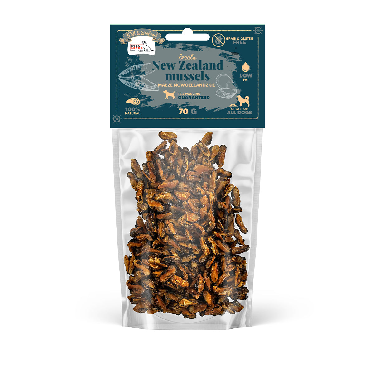 Syta Micha Vis & Zeevruchten Delicatessen 100% Nieuw-Zeelandse mosselen voor hond 70g