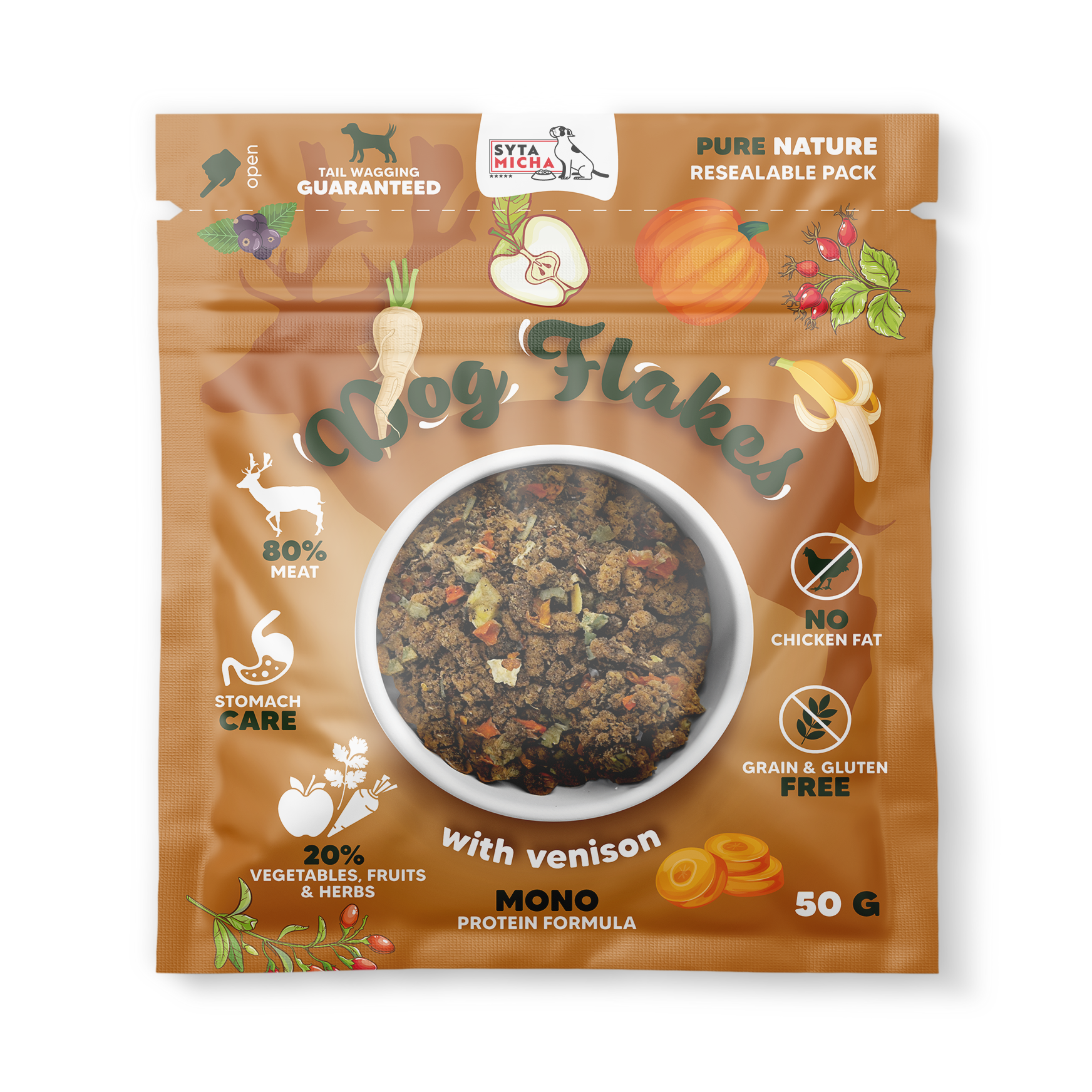 Syta Micha Dog flakes szárított kutyaeledel vadhús 50g