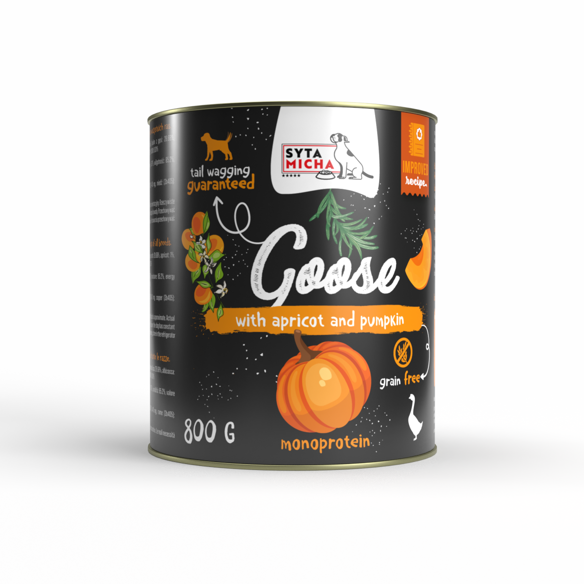 natvoer voor hond gans met abrikozen en pompoen 800g