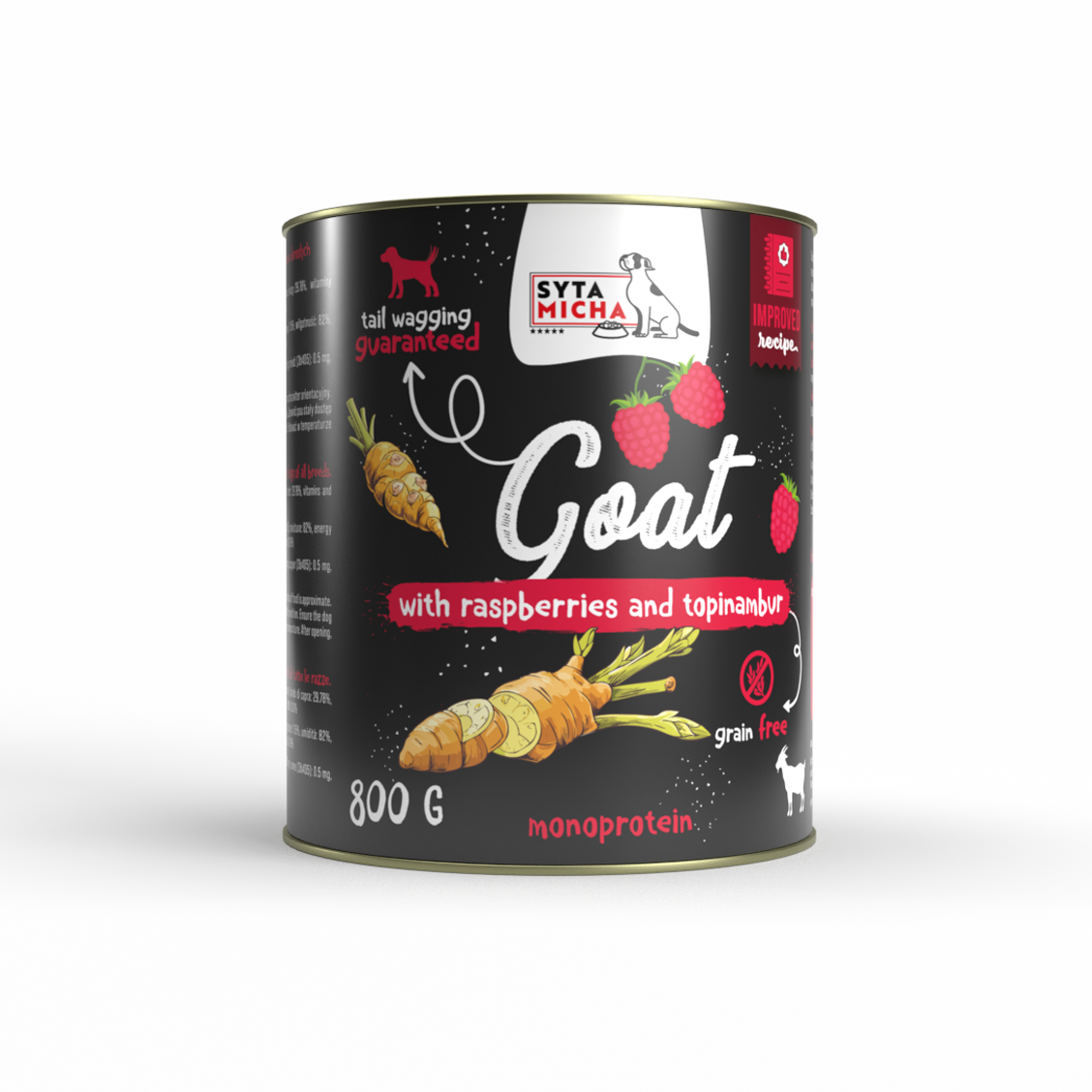 Nedves kutyaeledel kecskével, málnával és csicsókával 800 g