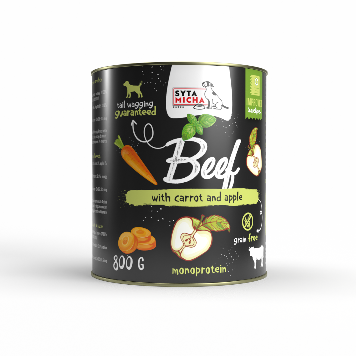 Karma mokra dla psa wołowina z marchewką, jabłkiem i bazylią 800g